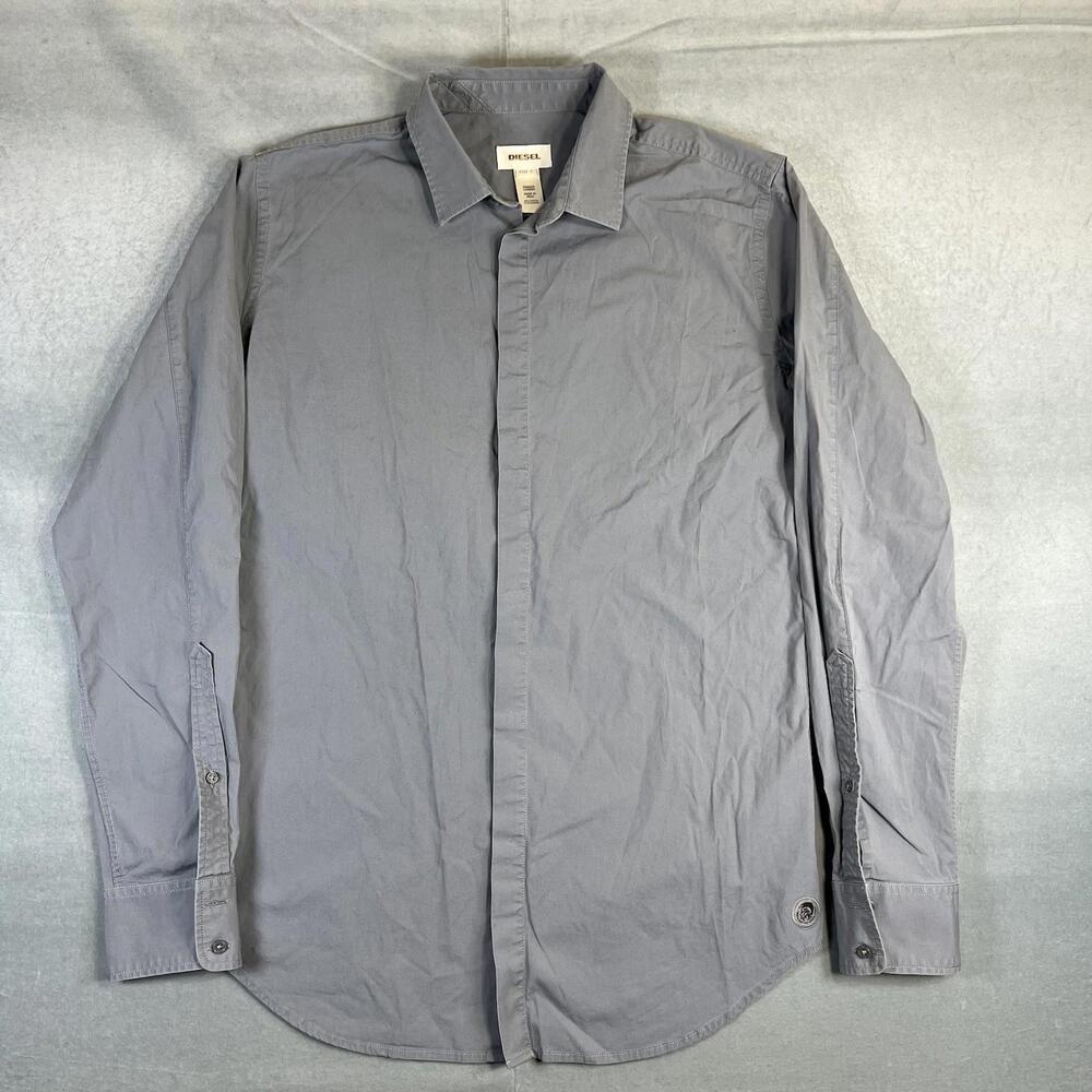 Diesel Industries Shirt Mens Large Gray Long Sleeve Button Up